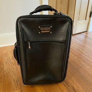 Guess Black Leather Carry On Suitcase